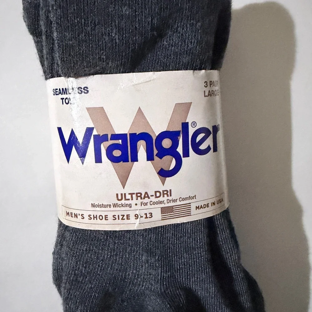 Wrangler Mens Ultra-Dri Crew Socks 3 Pair Pack Charcoal Grey Size 9-13‎